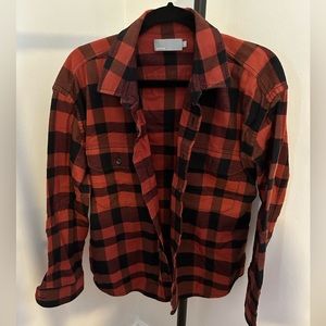 Vince red plaid long sleeve flannel button up